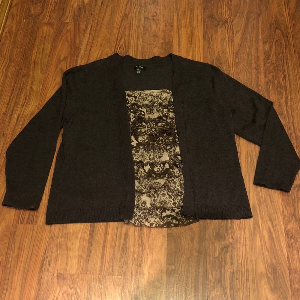 ⛱️Apt 9 - Brown Cozy Cardigan Ruffle Shirt - XLP